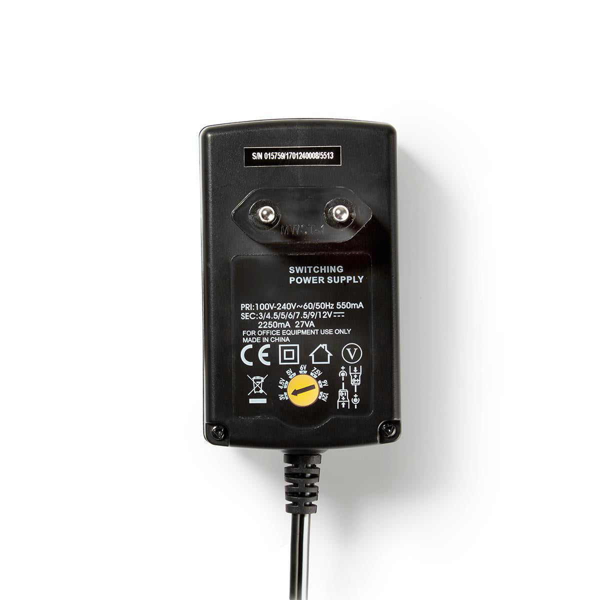 Universal-Netzteil | 27 W | 3 - 12 V DC | 1.80 m | 2.25 A A | 6 plug(s) | Schwarz