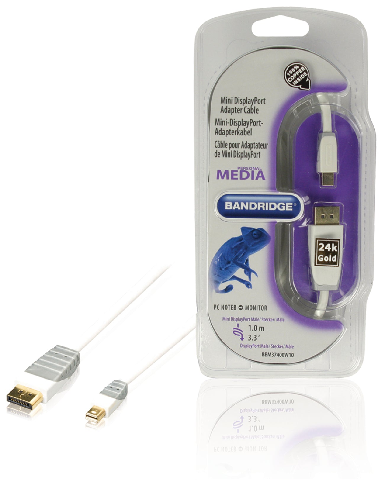 Mini Displayport-Kabel Mini Displayport Stecker - Displayport male 1.00 m Weiss