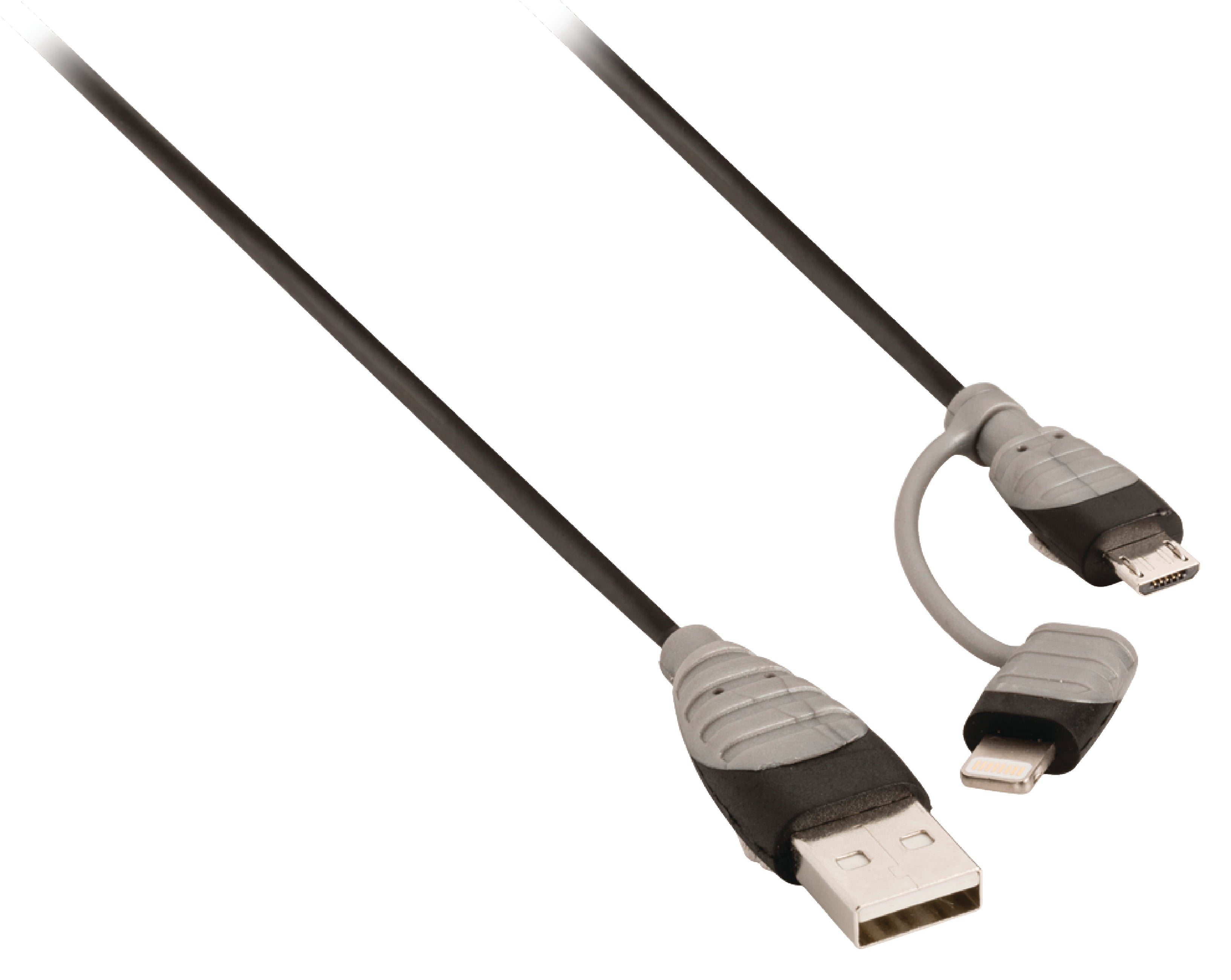 2-in-1-Sync und Ladekabel USB A male - Micro-B male 1.00 m Schwarz + Lightning-Adapter