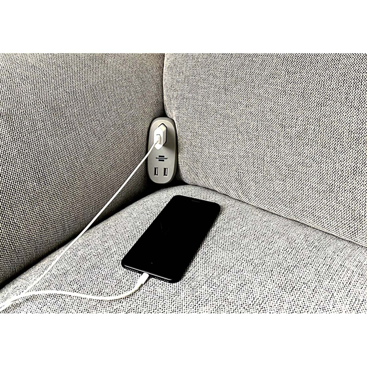 Estilo Sofa-Steckdose mit USB-Ladefunktion (Couch-Steckdose mit 1x Euro-Steckdose und 2x USB-Charger, Bett-Steckdose mit Halteschiene) EURO