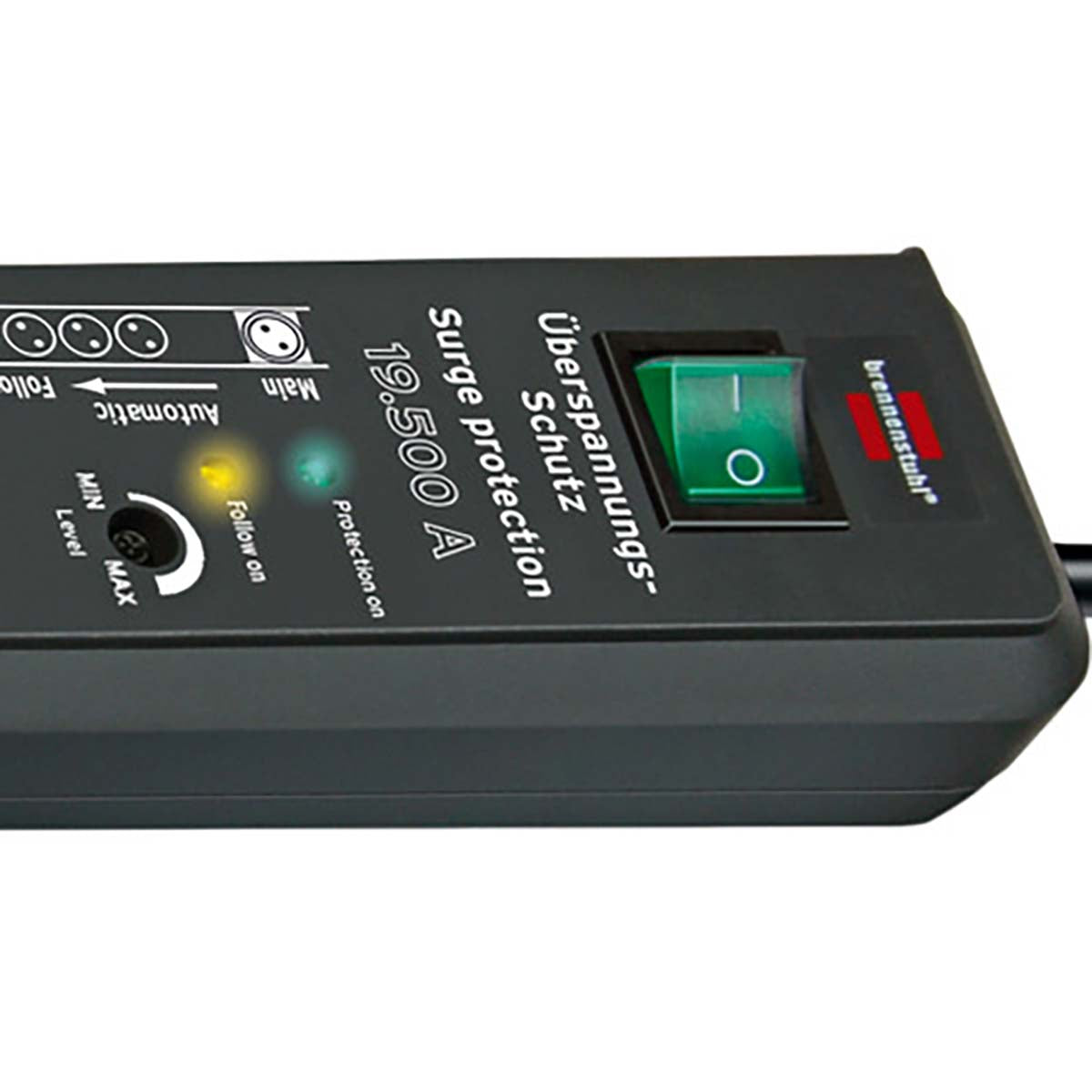 Secure-Tec, 6-fach Steckdosenleiste mit Überspannungsschutz und Main-Follow-Funktion (3m Kabel und Schalter) TYPE F