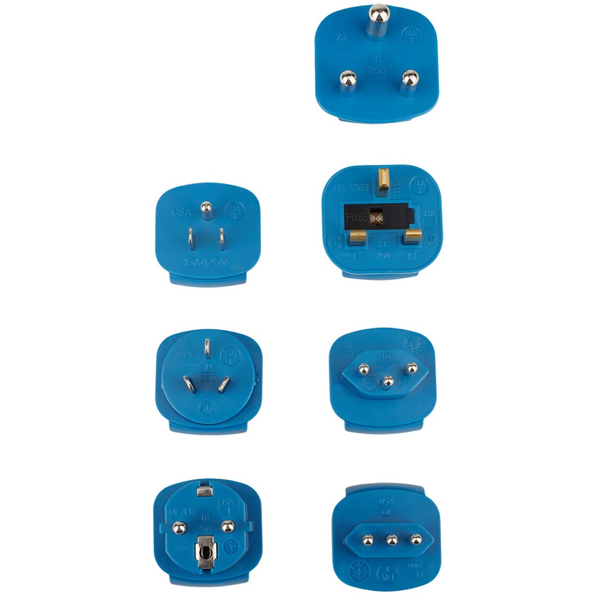 Reisestecker-Set / Reiseadapter-Set (Reise- Steckdosenadapter mit verschiedenen Aufsätzen für mehr als 150 Länder (7 x Steckereinsätze) schwarz