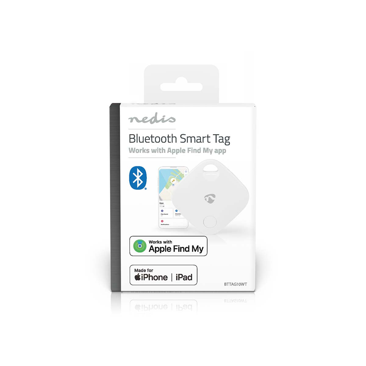Schlüssel-Finder | Kompatibel mit: Apple Find My App | Batteriebetrieben | 1x CR2032 | Batterien enthalten | Bluetooth® version: 5.1 | Batterie Lebensdauer bis zu: 1 Jahre | Weiss | 1 Stück