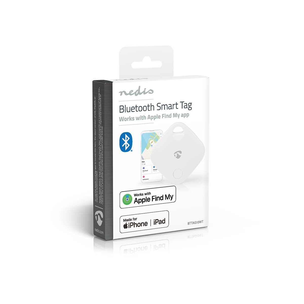 Schlüssel-Finder | Kompatibel mit: Apple Find My App | Batteriebetrieben | 1x CR2032 | Batterien enthalten | Bluetooth® version: 5.1 | Batterie Lebensdauer bis zu: 1 Jahre | Weiss | 1 Stück