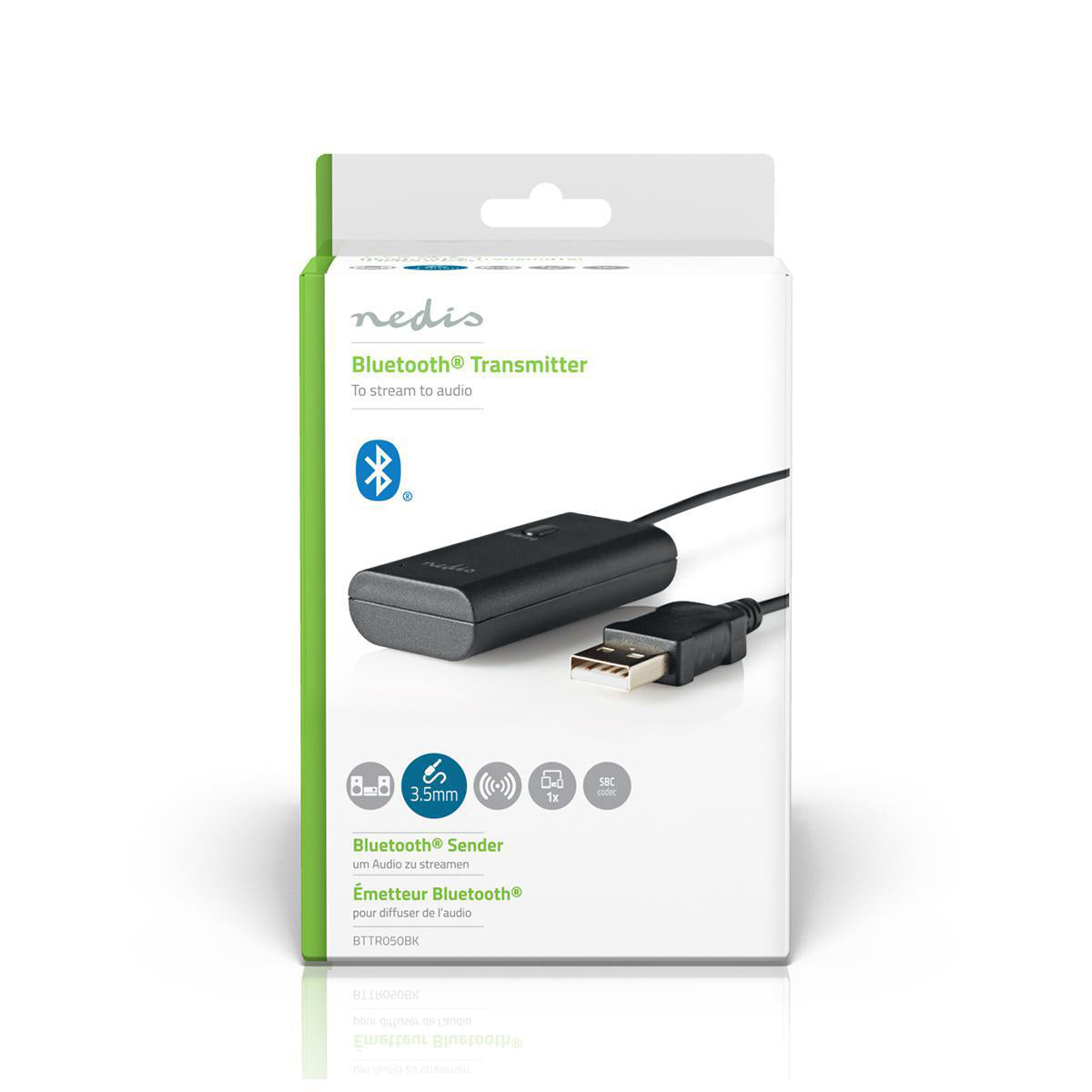 Bluetooth® Transmitter | Anschlüsse – Eingang: 1x AUX / 1x USB | SBC | Bis zu 1 Geräte | Schwarz