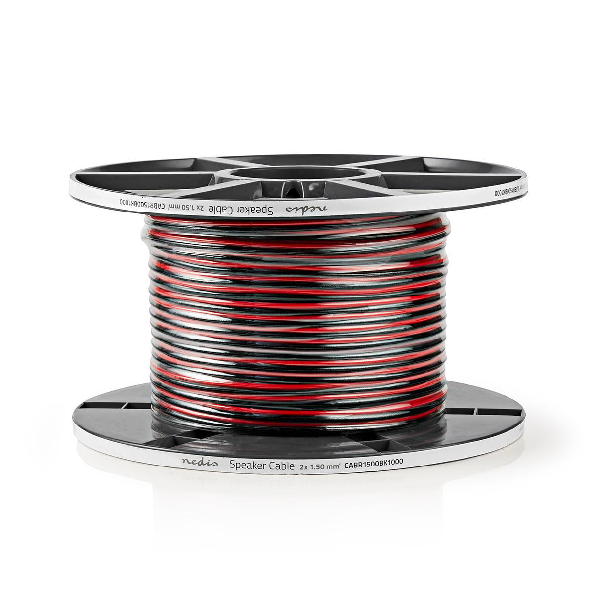 Lautsprecherkabel | 2x 1.50 mm² | Kupfer | 100.0 m | Rund | PVC | Red / Schwarz | Rolle