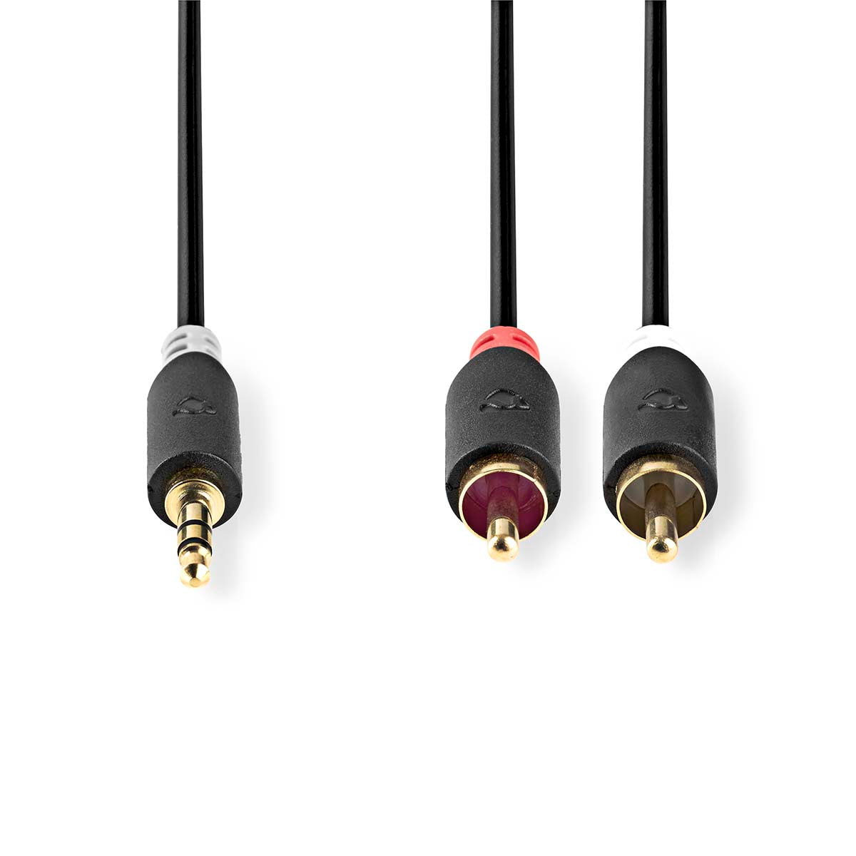 Stereo-Audiokabel | 3.5 mm Stecker | 2x RCA Stecker | Vergoldet | 0.50 m | Rund | Anthrazit | Box