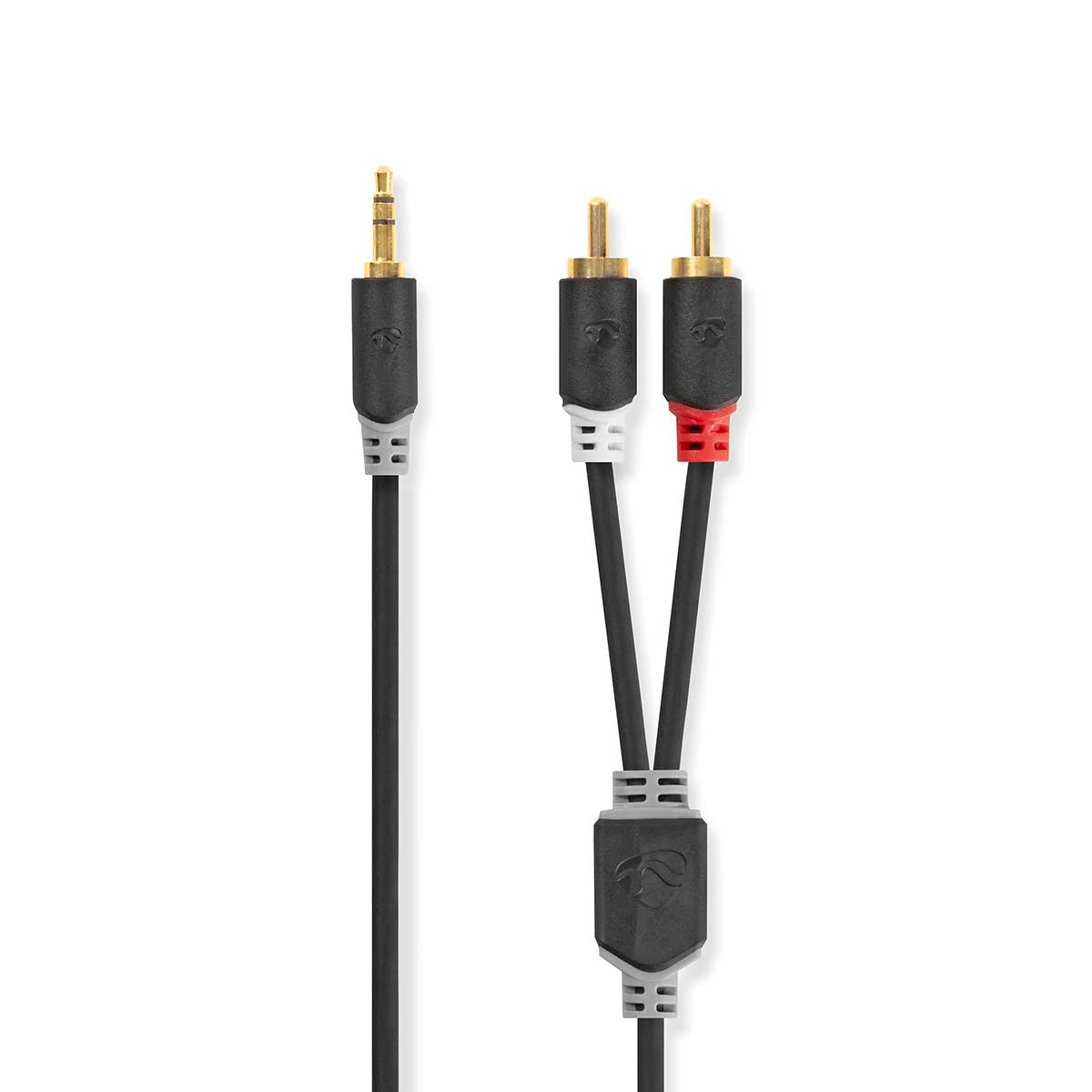 Stereo-Audiokabel | 3.5 mm Stecker | 2x RCA Stecker | Vergoldet | 1.00 m | Rund | Anthrazit | Box