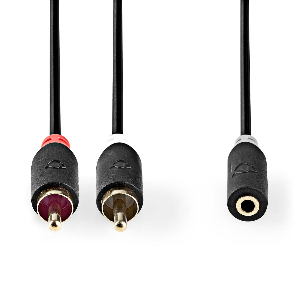 Stereo-Audiokabel | 2x RCA Stecker | 3.5 mm Buchse | Vergoldet | 0.20 m | Rund | Anthrazit | Box