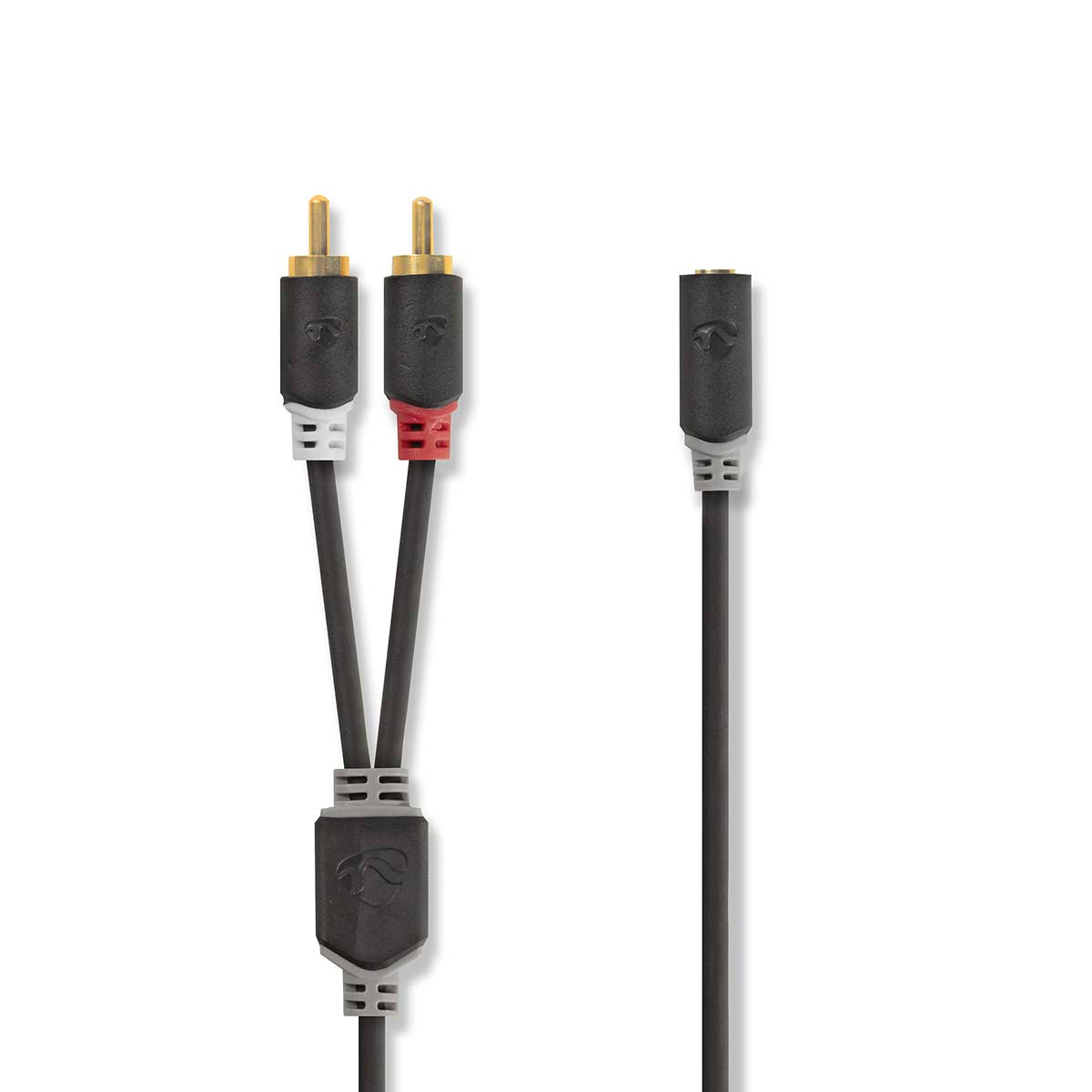 Stereo-Audiokabel | 2x RCA Stecker | 3.5 mm Buchse | Vergoldet | 0.20 m | Rund | Anthrazit | Box