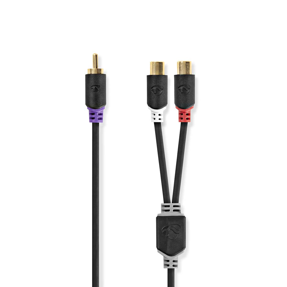 Subwoofer Kabel | RCA | 2x Cinch Buchse | Vergoldet | 0.20 m | Rund | 4.0 mm | Anthrazit | Box