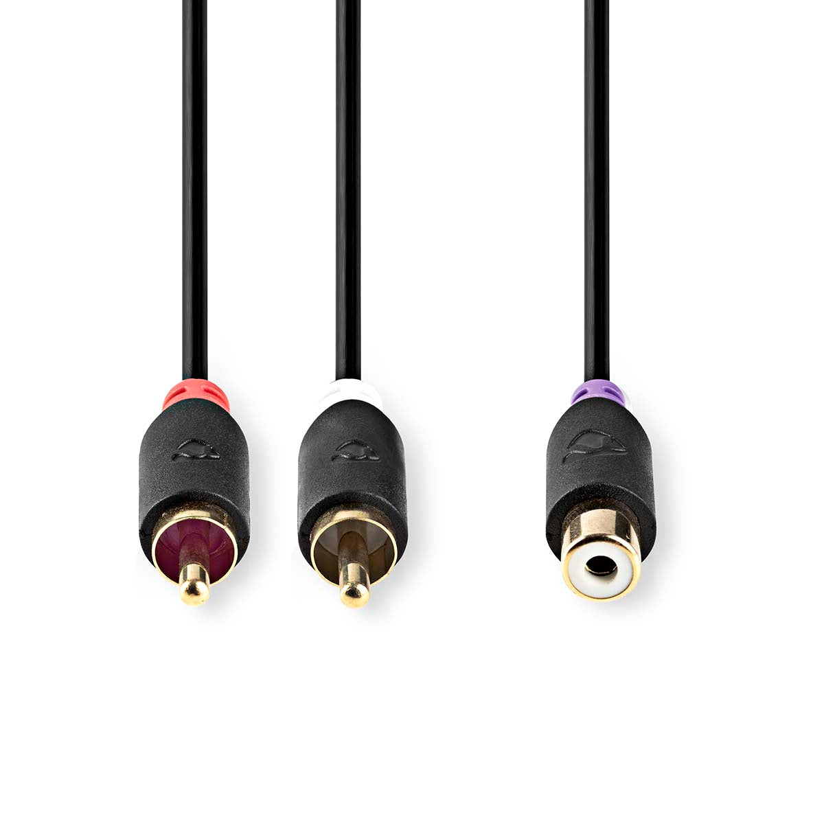 Stereo-Audiokabel | 2x RCA Stecker | Cinch Buchse | Vergoldet | 0.20 m | Rund | Anthrazit | Box