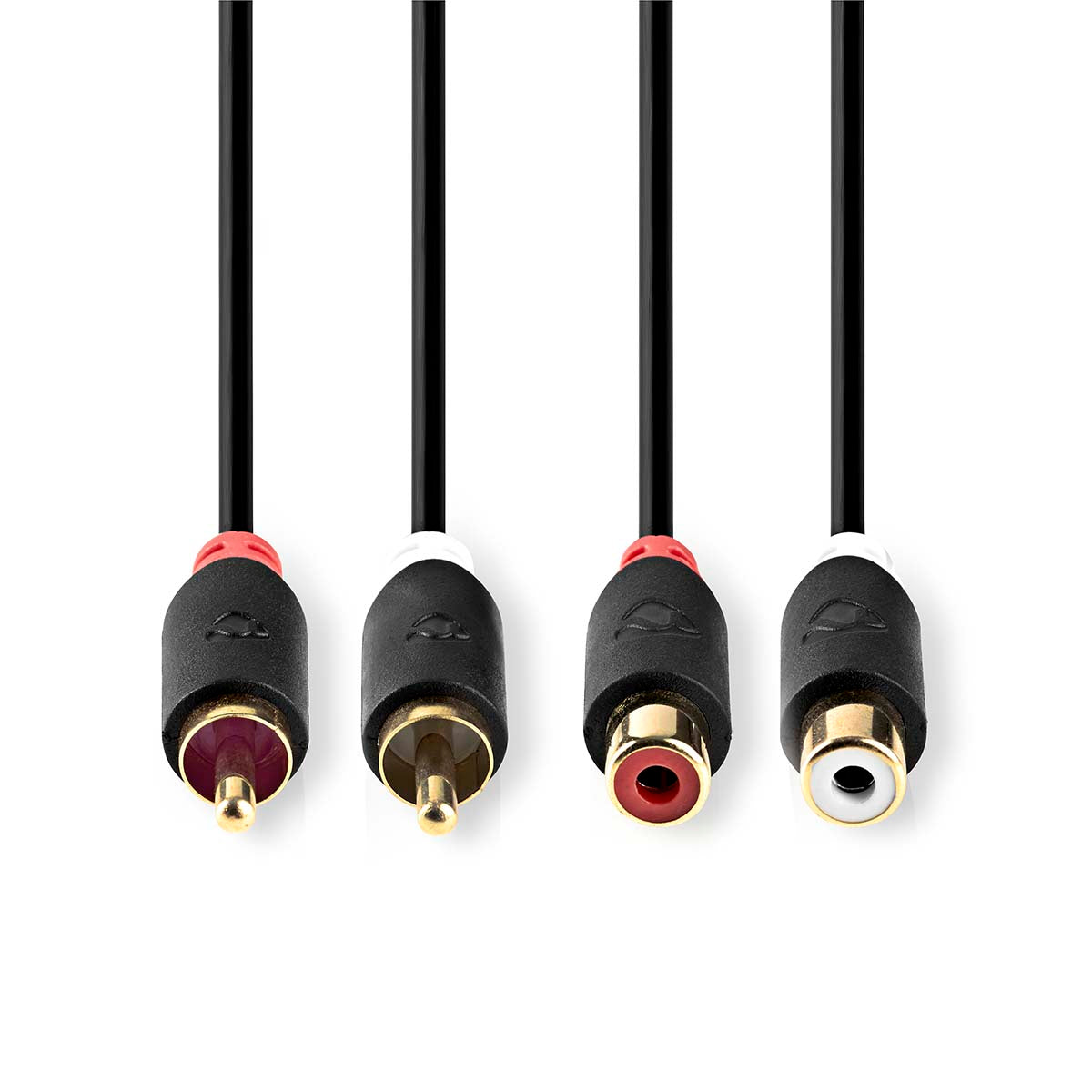 Stereo-Audiokabel | 2x RCA Stecker | 2x Cinch Buchse | Vergoldet | 2.00 m | Rund | Anthrazit | Box