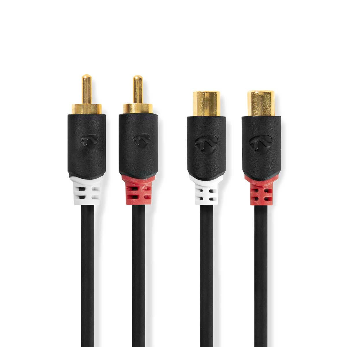 Stereo-Audiokabel | 2x RCA Stecker | 2x Cinch Buchse | Vergoldet | 2.00 m | Rund | Anthrazit | Box