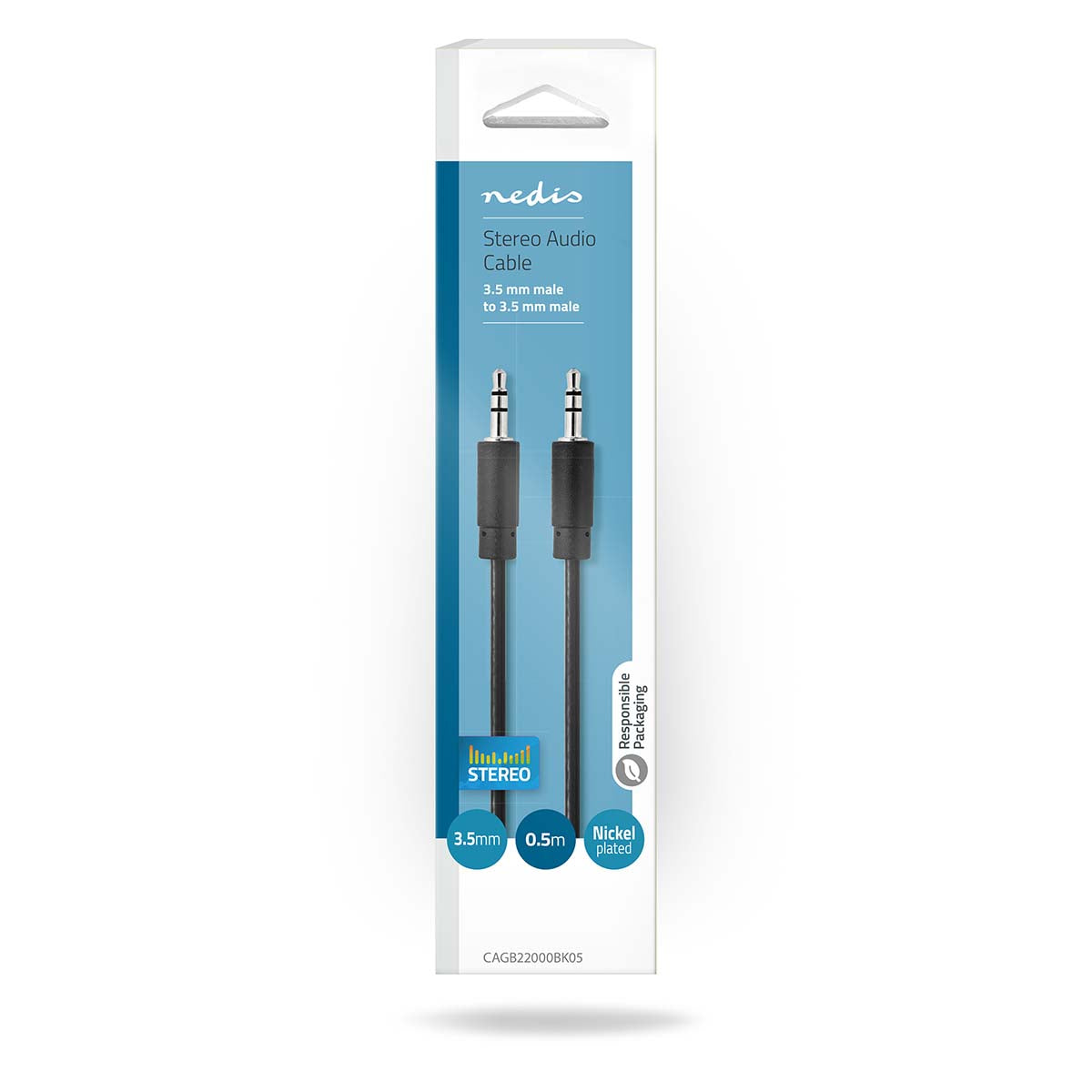 Stereo-Audiokabel | 3.5 mm Stecker | 3.5 mm Stecker | Vernickelt | 0.50 m | Rund | Schwarz | Blister