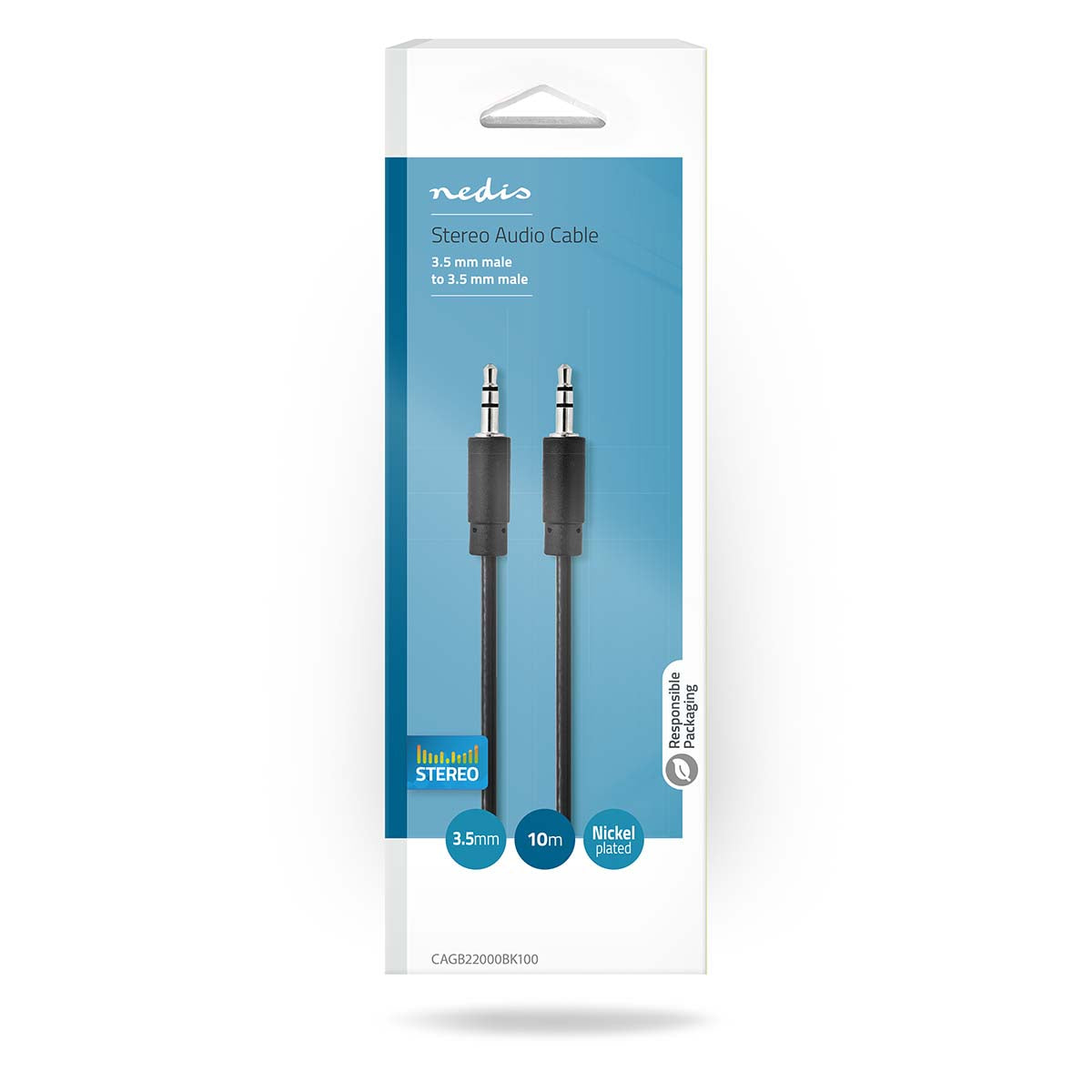 Stereo-Audiokabel | 3.5 mm Stecker | 3.5 mm Stecker | Vernickelt | 10.0 m | Rund | Schwarz | Blister