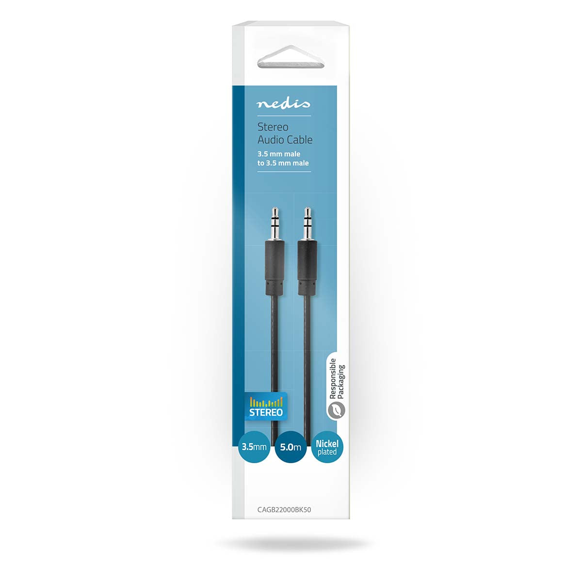 Stereo-Audiokabel | 3.5 mm Stecker | 3.5 mm Stecker | Vernickelt | 5.00 m | Rund | Schwarz | Box