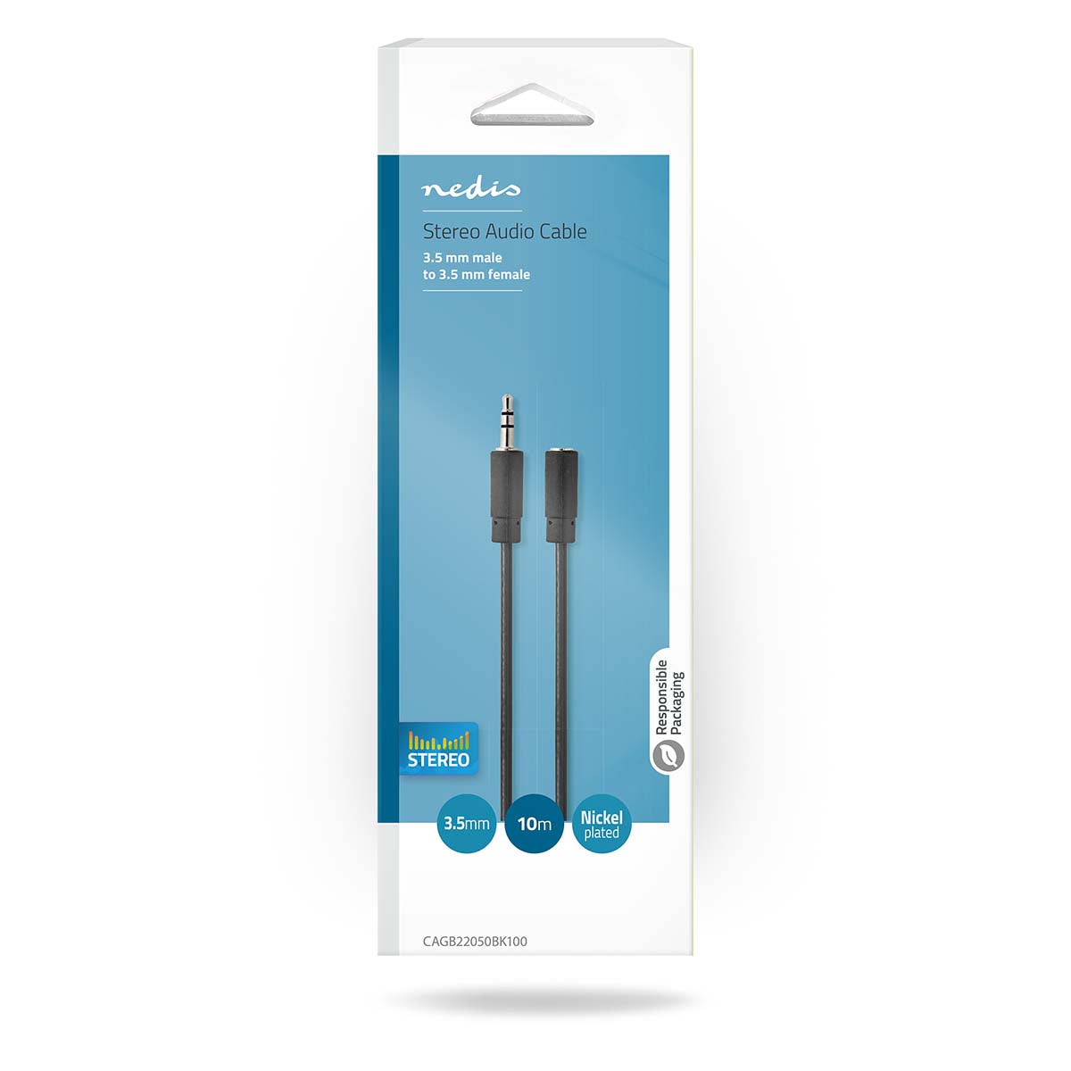 Stereo-Audiokabel | 3.5 mm Stecker | 3.5 mm Buchse | Vernickelt | 10.0 m | Rund | Schwarz | Blister