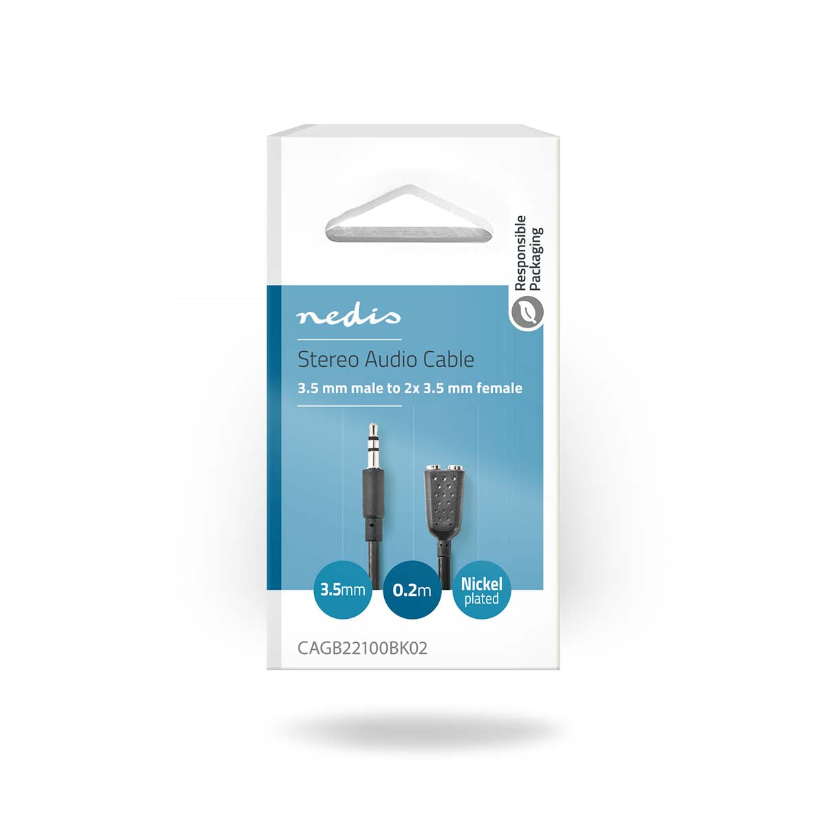 Stereo-Audiokabel | 3.5 mm Stecker | 2x 3.5 mm Buchse | Vernickelt | 0.20 m | Rund | Box