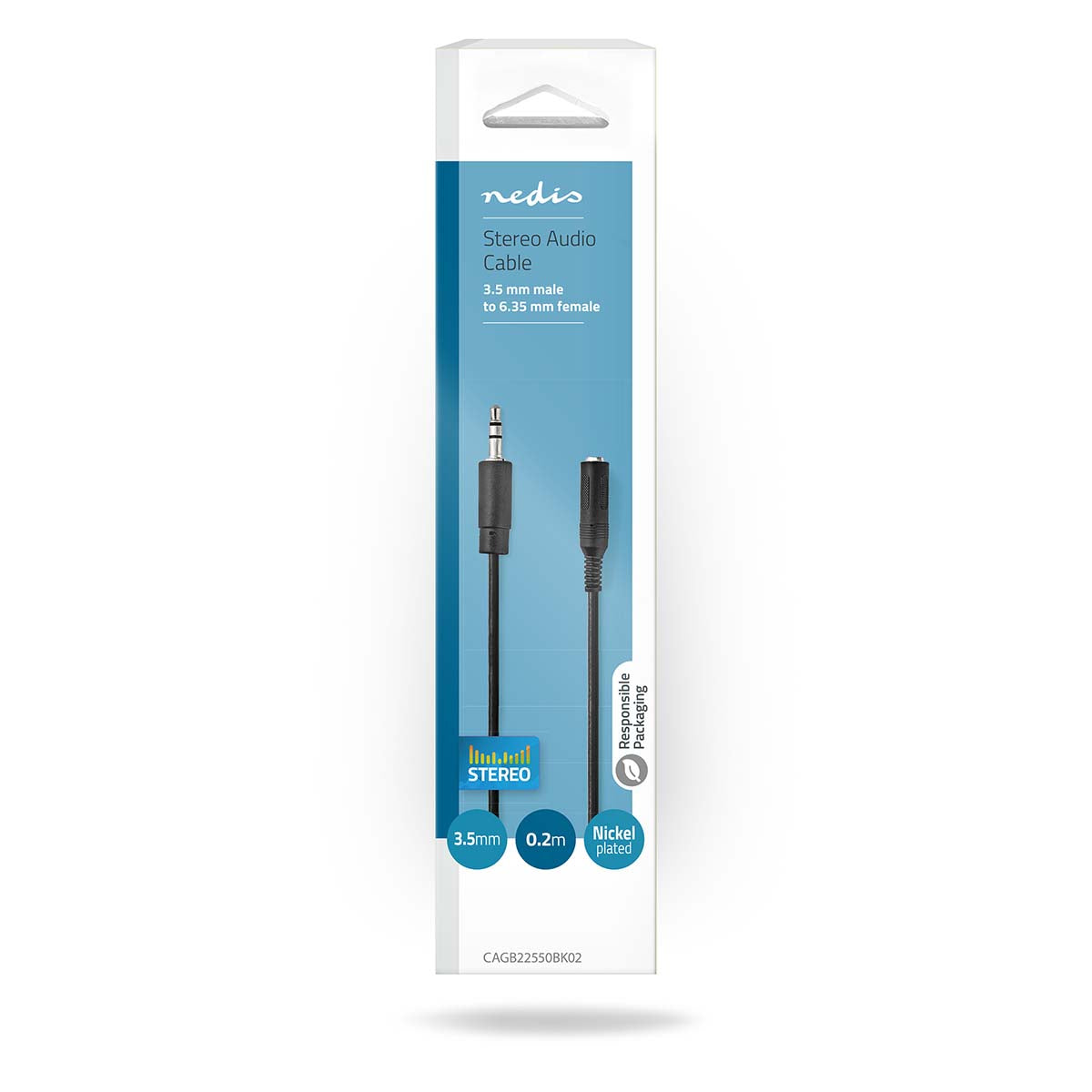 Stereo-Audiokabel | 3.5 mm Stecker | 6.35 mm Buchse | Vernickelt | 0.20 m | Rund | Blister