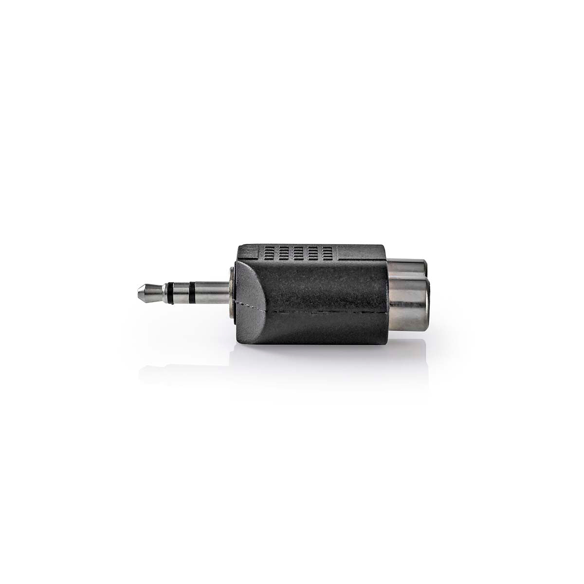 Stereo-Audio-Adapter | 3.5 mm Stecker | 2x Cinch Buchse | Vernickelt | Gerade | ABS | Schwarz | 1 Stück | Box
