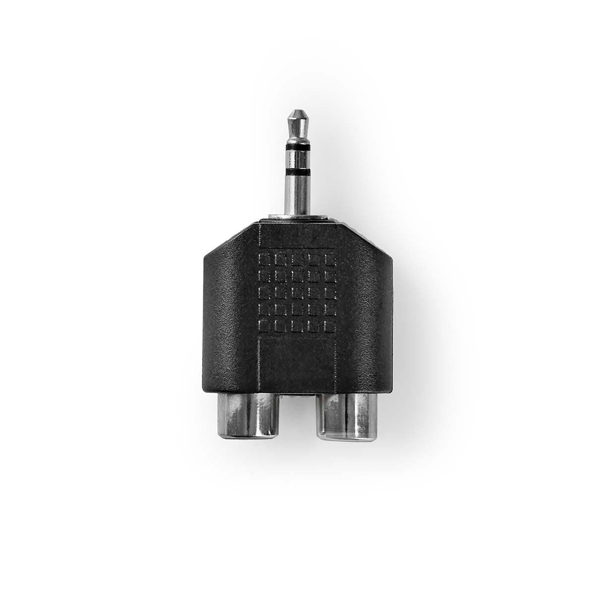 Stereo-Audio-Adapter | 3.5 mm Stecker | 2x Cinch Buchse | Vernickelt | Gerade | ABS | Schwarz | 1 Stück | Box