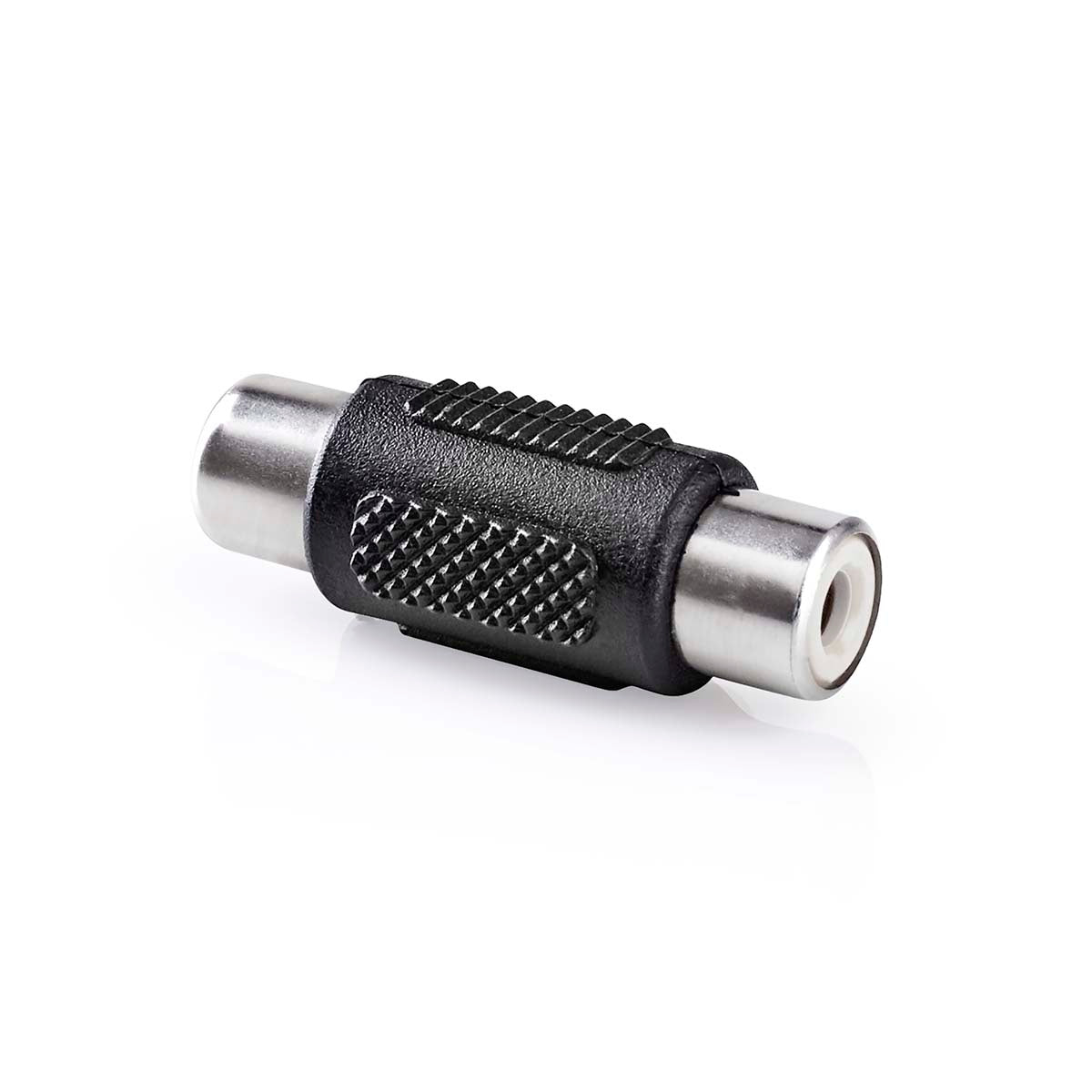 Mono-Audio-Adapter | Cinch Buchse | Cinch Buchse | Vernickelt | Gerade | ABS | Schwarz | 1 Stück | Box