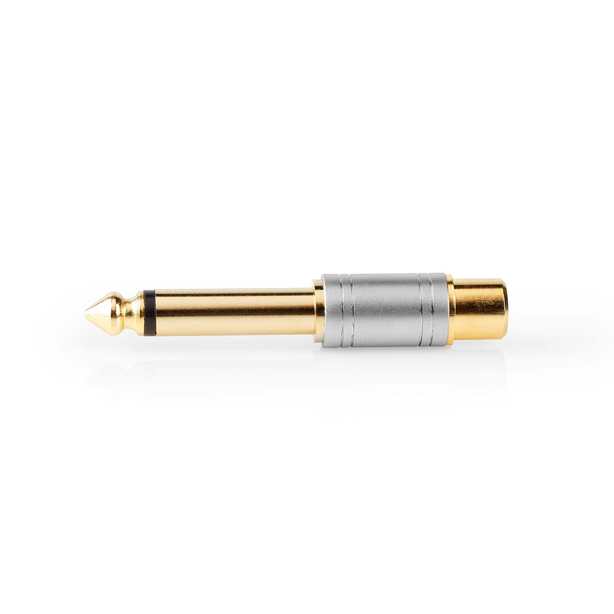 Mono-Audio-Adapter | 6.35 mm Stecker | Cinch Buchse | Vergoldet | Gerade | Metall | Silber | 1 Stück | Box