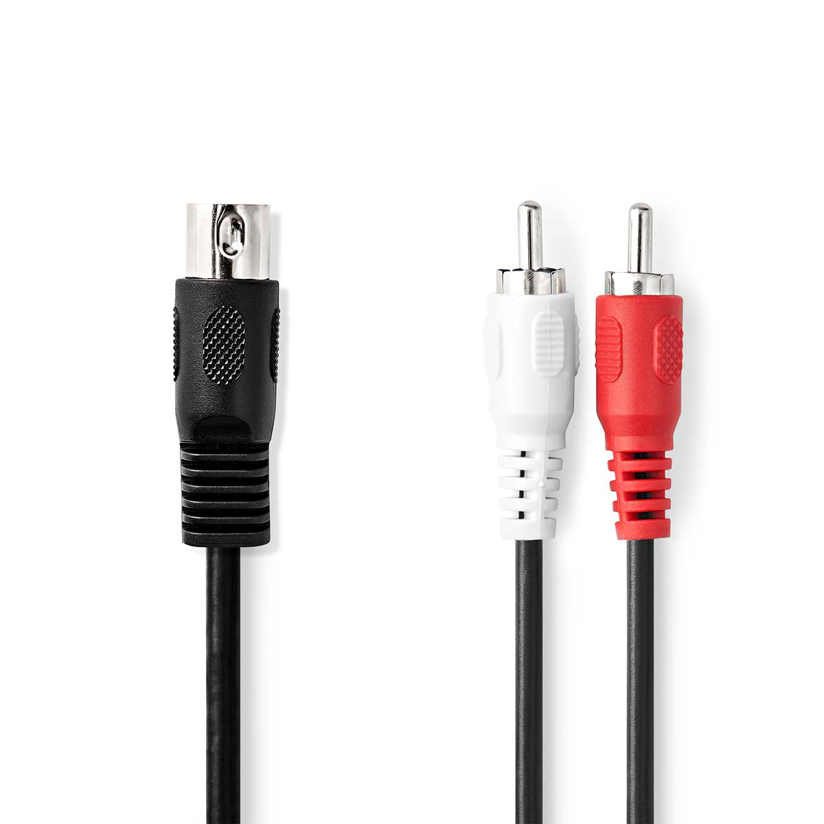 DIN-Audio-Kabel | DIN 5-Pin Stecker | 2x RCA Stecker | Vernickelt | 1.00 m | Rund | PVC | Schwarz | Label
