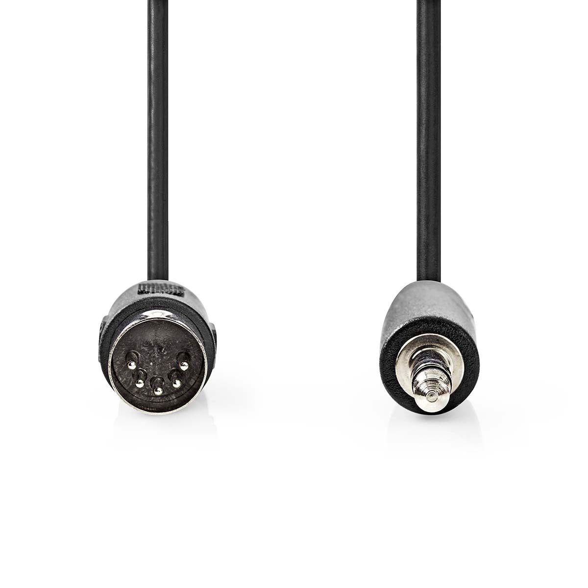 DIN-Audio-Kabel | DIN 5-Pin Stecker | 3.5 mm Stecker | Vernickelt | 1.00 m | Rund | PVC | Schwarz | Umschlag