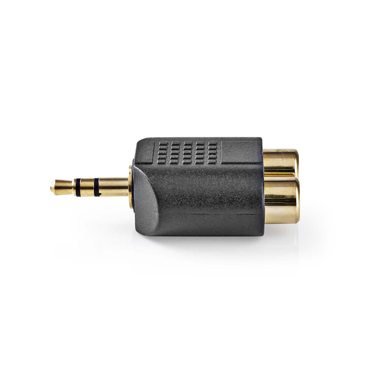 Stereo-Audio-Adapter | 3.5 mm Stecker | 2x Cinch Buchse | Vergoldet | Gerade | ABS | Schwarz | 10 Stück | Plastikbeutel