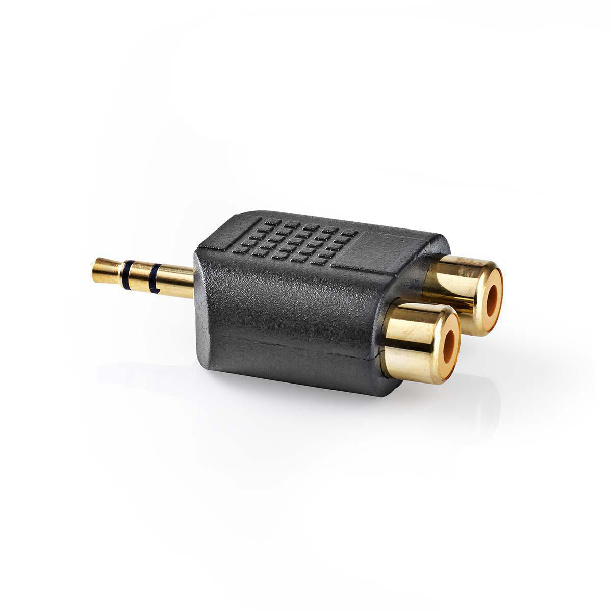 Stereo-Audio-Adapter | 3.5 mm Stecker | 2x Cinch Buchse | Vergoldet | Gerade | ABS | Schwarz | 10 Stück | Plastikbeutel