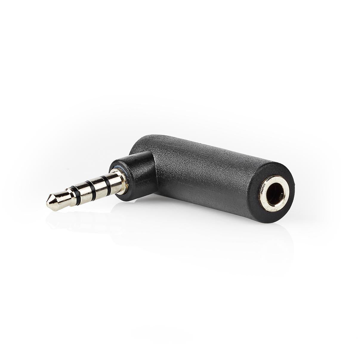 Stereo-Audio-Adapter | 3.5 mm Stecker | 3.5 mm Buchse | Vernickelt | 90° abgewinkelt | Metall | Schwarz | 10 Stück | Plastikbeutel