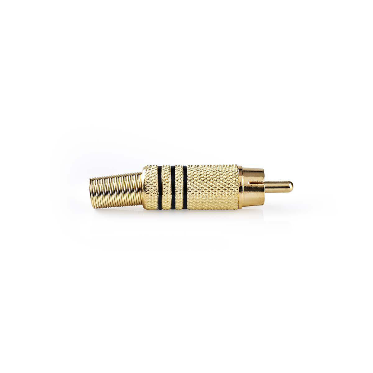 RCA-Anschluss | Gerade | Stecker | Vergoldet | Lot | Kabeleingangsdurchmesser: 7.0 mm | Metall | Gold / Schwarz | 10 Stück | Plastikbeutel