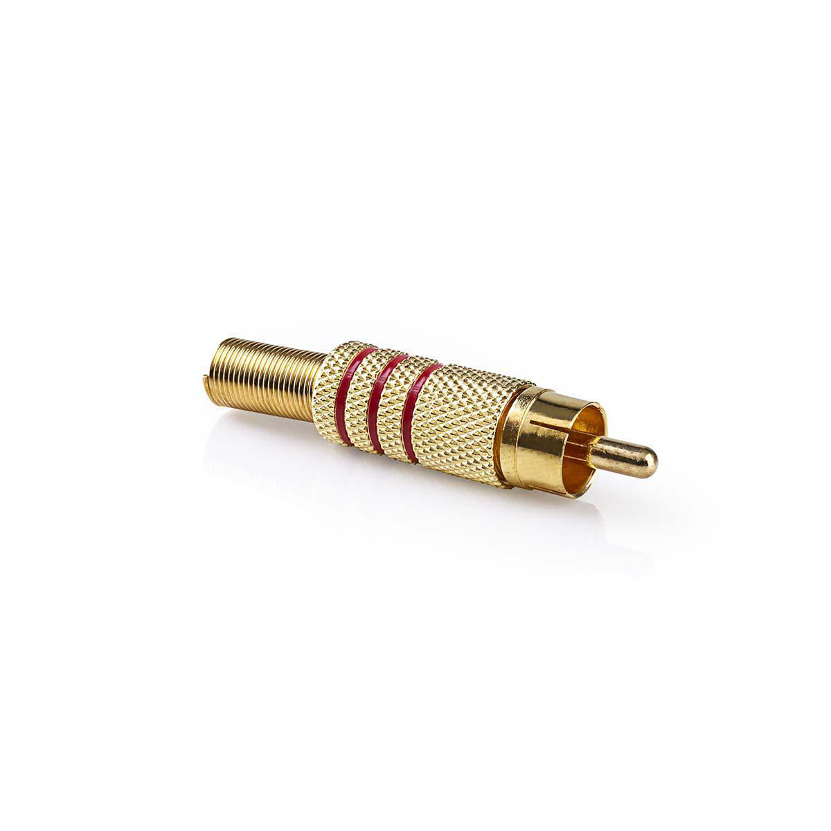 RCA-Anschluss | Gerade | Stecker | Vergoldet | Lot | Kabeleingangsdurchmesser: 7.0 mm | Metall | Gold / Red | 10 Stück | Umschlag