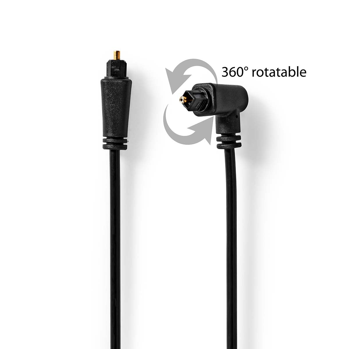 Optisches Audiokabel | Toslink Stecker | Toslink Stecker | Drehbar | 1.00 m | Rund | PVC | Schwarz | Umschlag