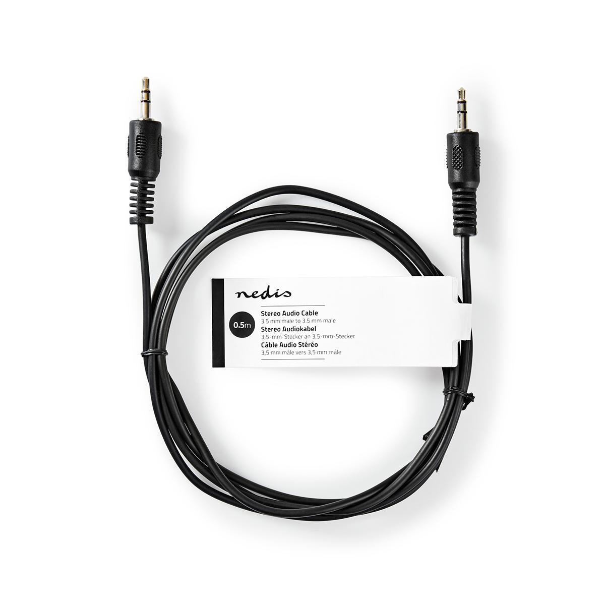 Stereo-Audiokabel | 3.5 mm Stecker | 3.5 mm Stecker | Vernickelt | 0.50 m | Rund | Schwarz | Aufhänger