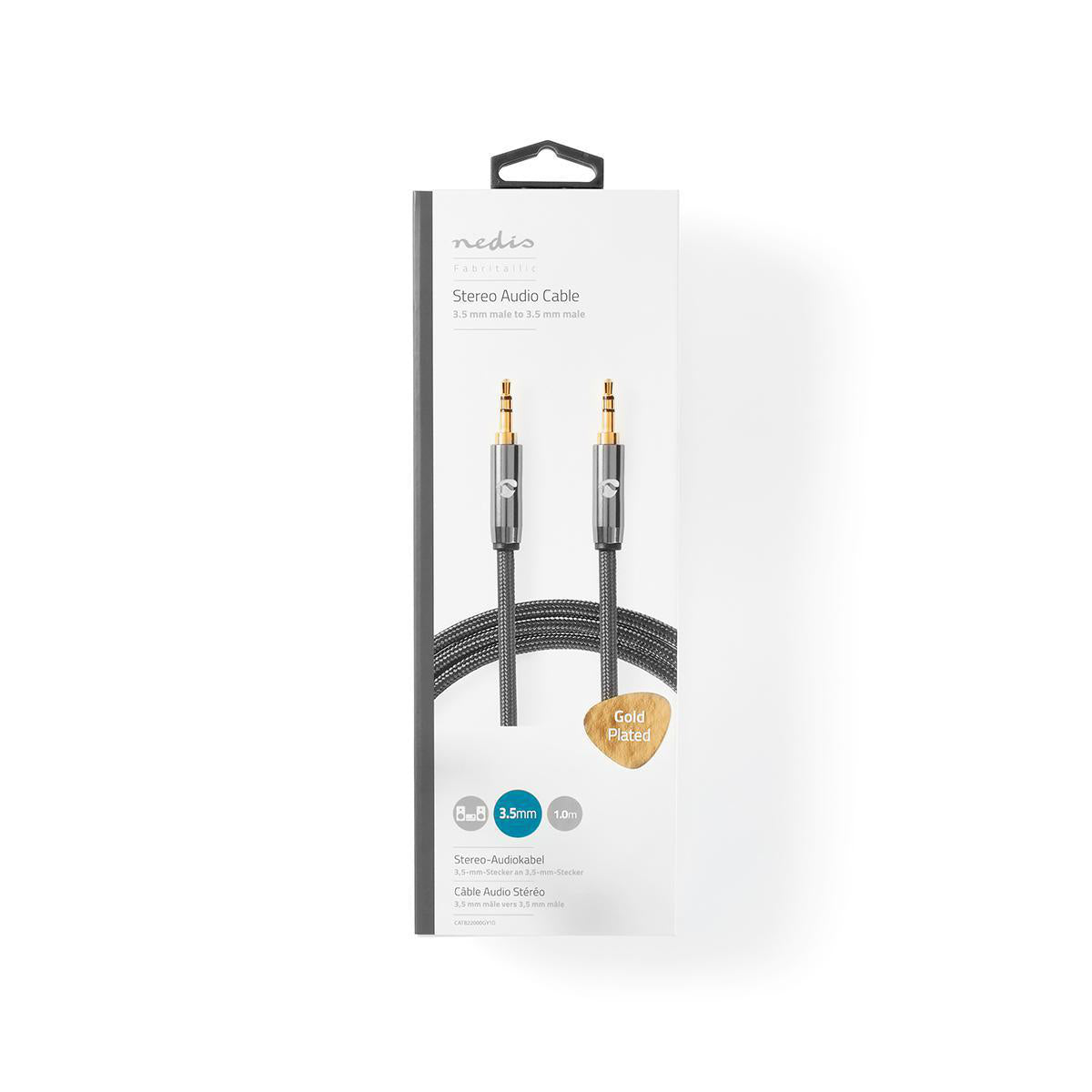 Stereo-Audiokabel | 3.5 mm Stecker | 3.5 mm Stecker | Vergoldet | 1.00 m | Rund | Anthrazit / Gun Metal Grau | Verpackung mit Sichtfenster