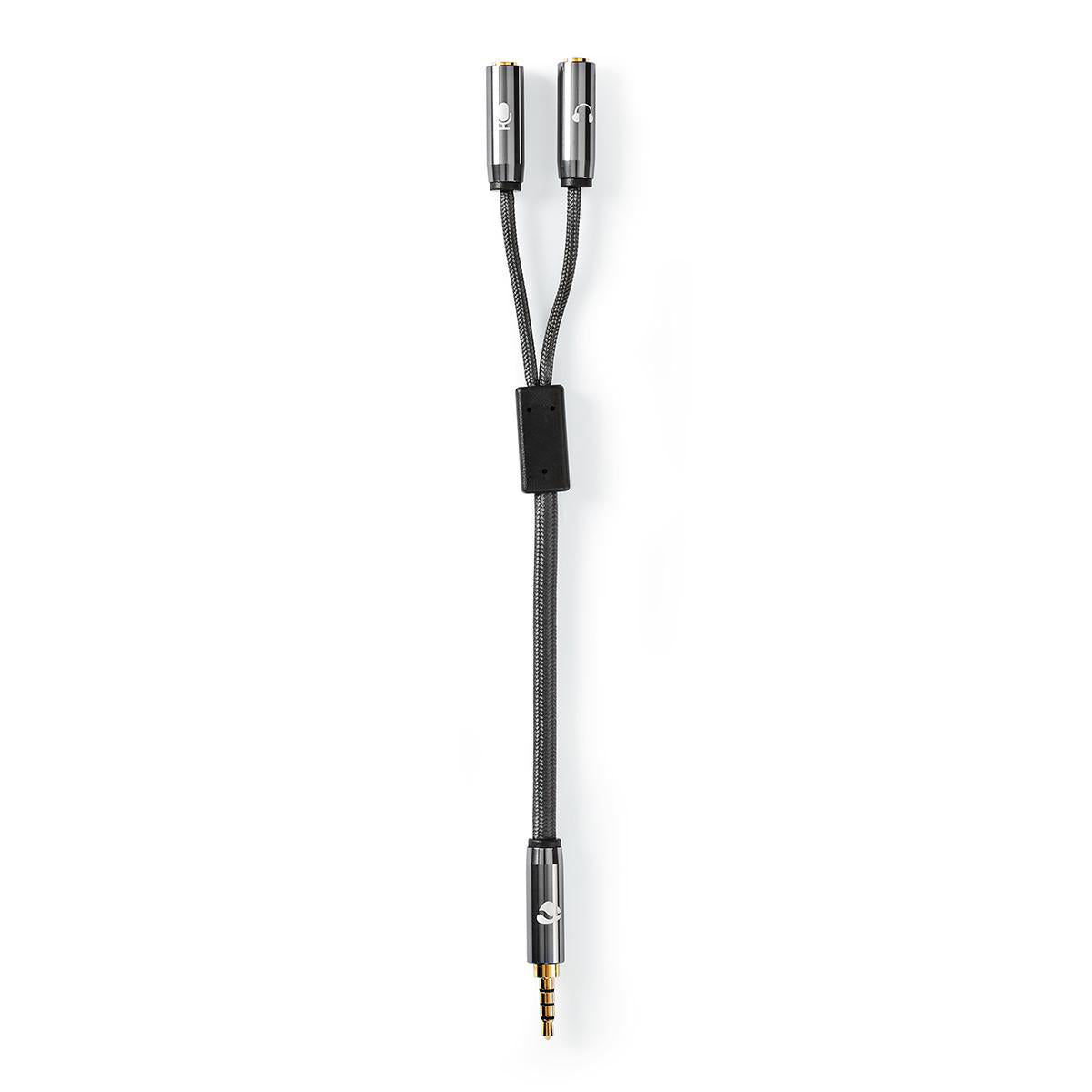 Stereo-Audiokabel | 3.5 mm Stecker | 2x 3.5 mm Buchse | Vergoldet | 0.20 m | Rund | Grau / Gun Metal Grau | Verpackung mit Sichtfenster