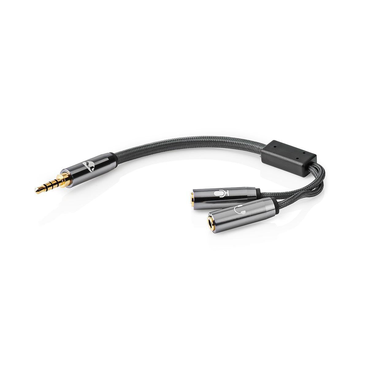 Stereo-Audiokabel | 3.5 mm Stecker | 2x 3.5 mm Buchse | Vergoldet | 0.20 m | Rund | Grau / Gun Metal Grau | Verpackung mit Sichtfenster