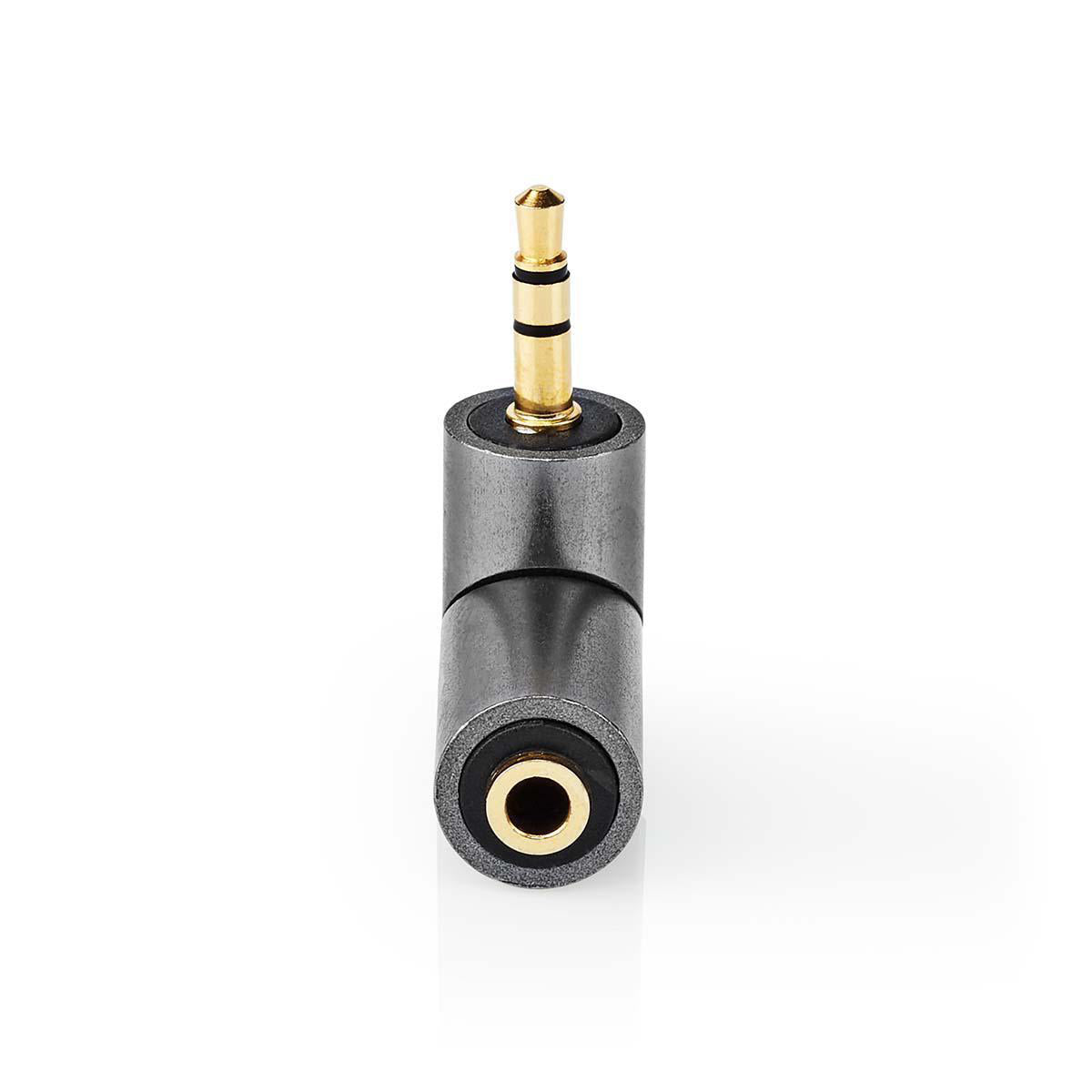 Stereo-Audio-Adapter | 3.5 mm Stecker | 3.5 mm Buchse | Vergoldet | Gerade | Metall | Gold / Gun Metal Grau | 1 Stück | Verpackung mit Sichtfenster