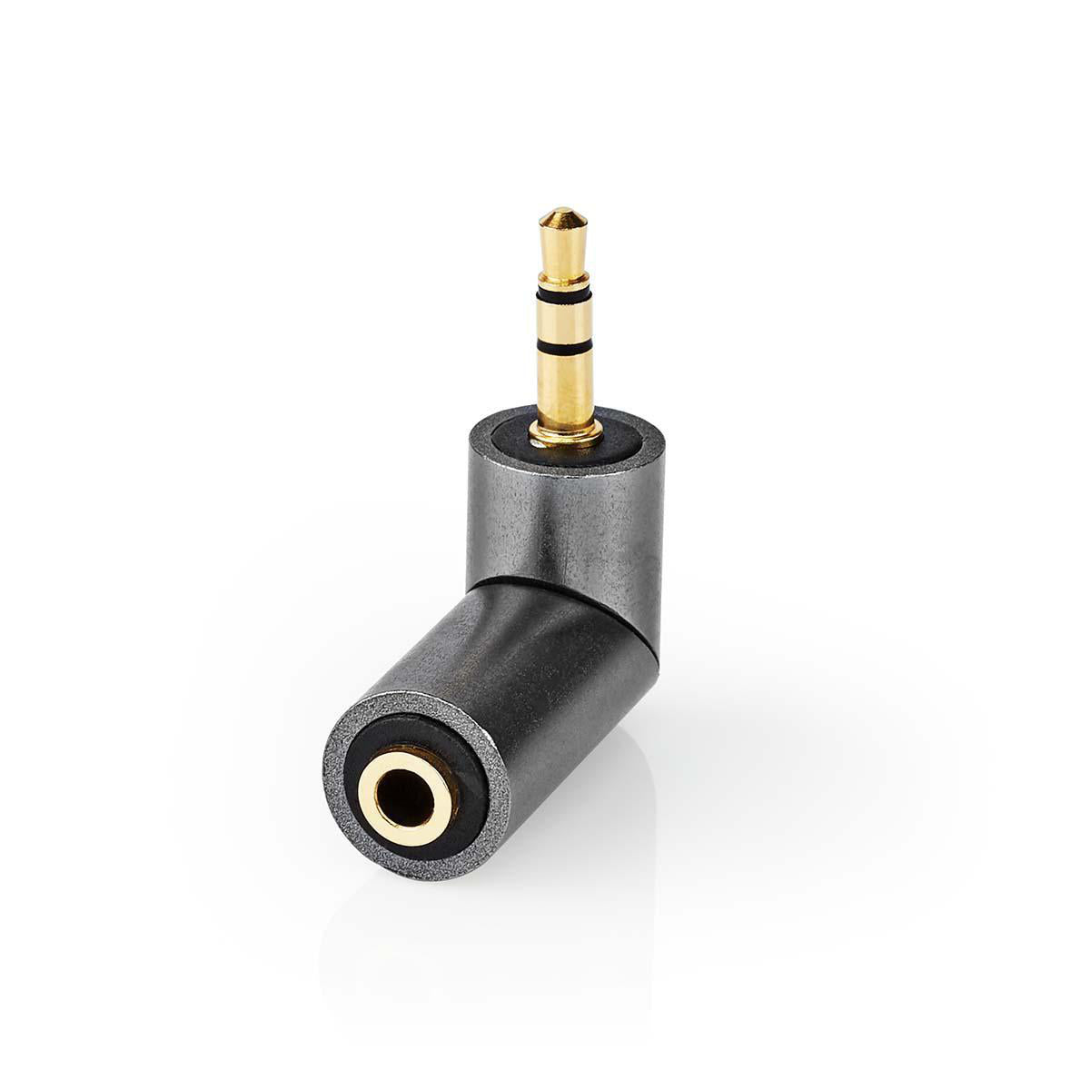 Stereo-Audio-Adapter | 3.5 mm Stecker | 3.5 mm Buchse | Vergoldet | Gerade | Metall | Gold / Gun Metal Grau | 1 Stück | Verpackung mit Sichtfenster