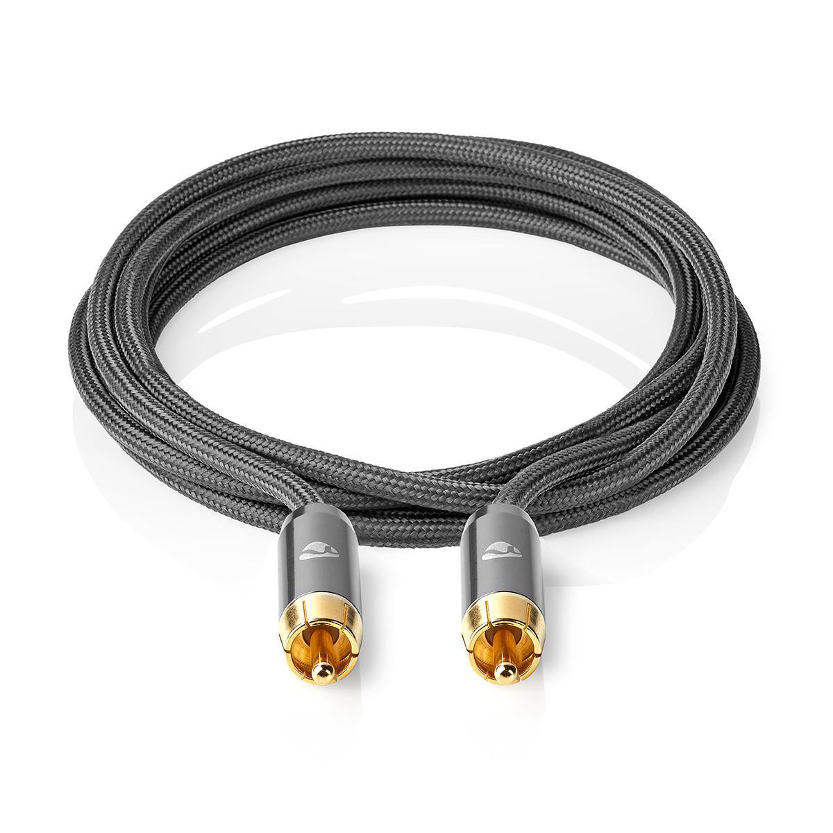 Subwoofer Kabel | RCA | RCA | Vergoldet | 3.00 m | Rund | 4.5 mm | Anthrazit / Gun Metal Grau | Aussenverpackung