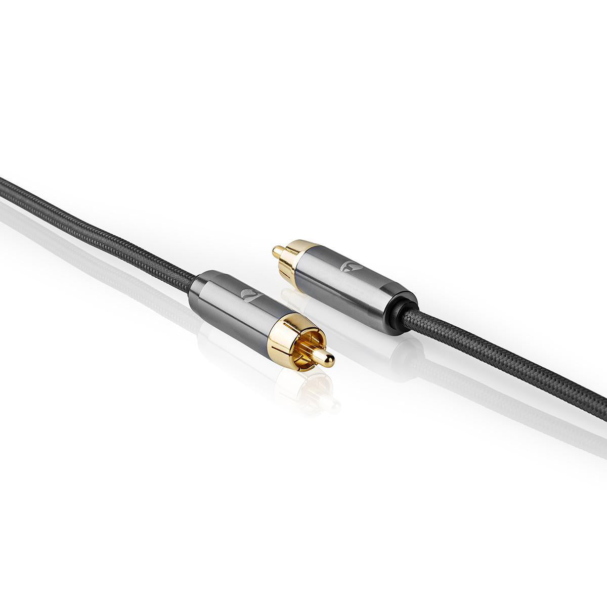 Subwoofer Kabel | RCA | RCA | Vergoldet | 5.00 m | Rund | 4.5 mm | Anthrazit / Gun Metal Grau | Aussenverpackung