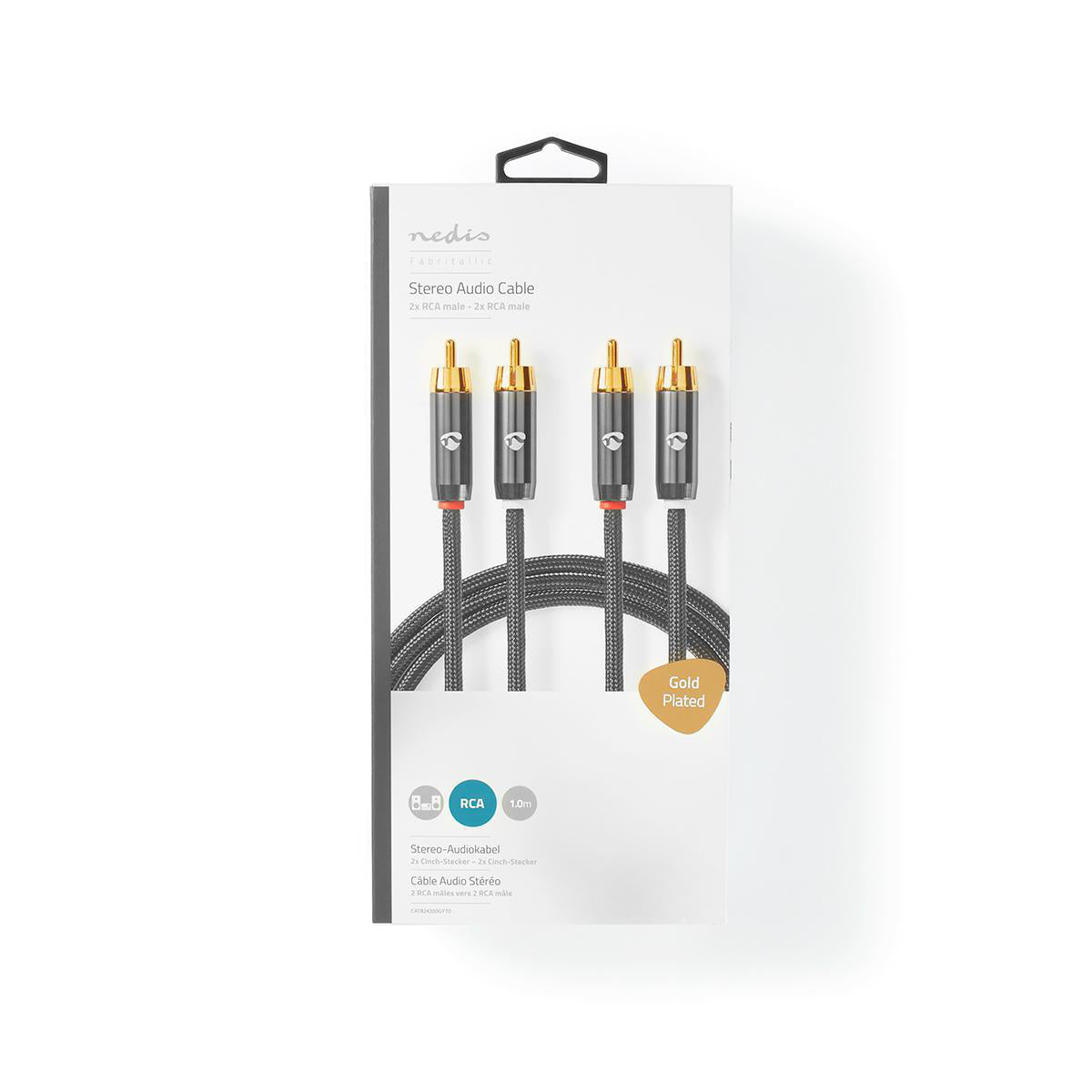 Stereo-Audiokabel | 2x RCA Stecker | 2x RCA Stecker | Vergoldet | 1.00 m | Rund | Grau / Gun Metal Grau | Verpackung mit Sichtfenster