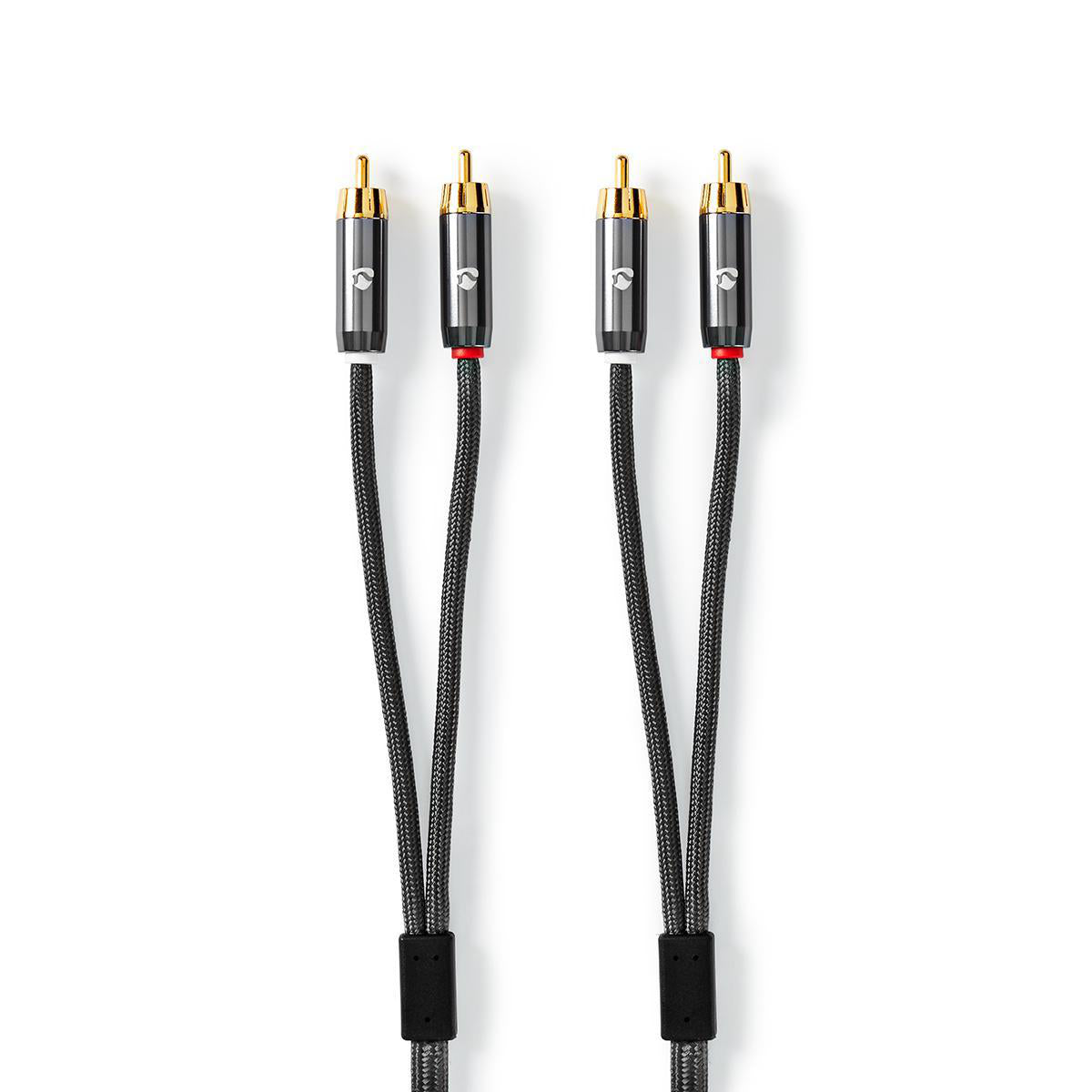 Stereo-Audiokabel | 2x RCA Stecker | 2x RCA Stecker | Vergoldet | 2.00 m | Rund | Grau / Gun Metal Grau | Verpackung mit Sichtfenster