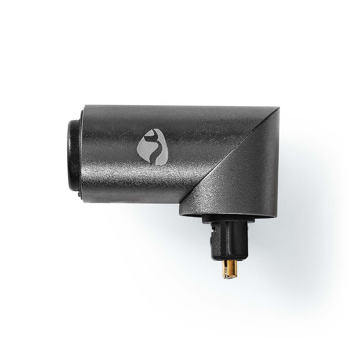 Toslink Adapter | Toslink Buchse | Toslink Stecker | 90° abgewinkelt | Aluminium | Gun Metal Grau | 1 Stück | Box