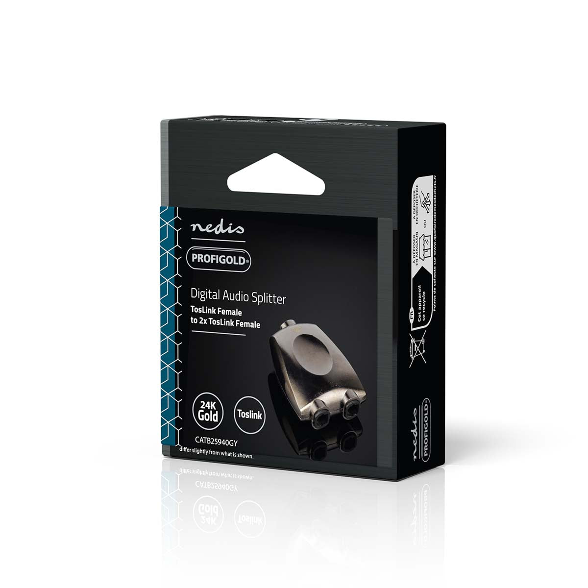 Toslink Adapter | Toslink Buchse | 2x Toslink Buchse | Verteiler | Aluminium | Gun Metal Grau | 1 Stück | Box