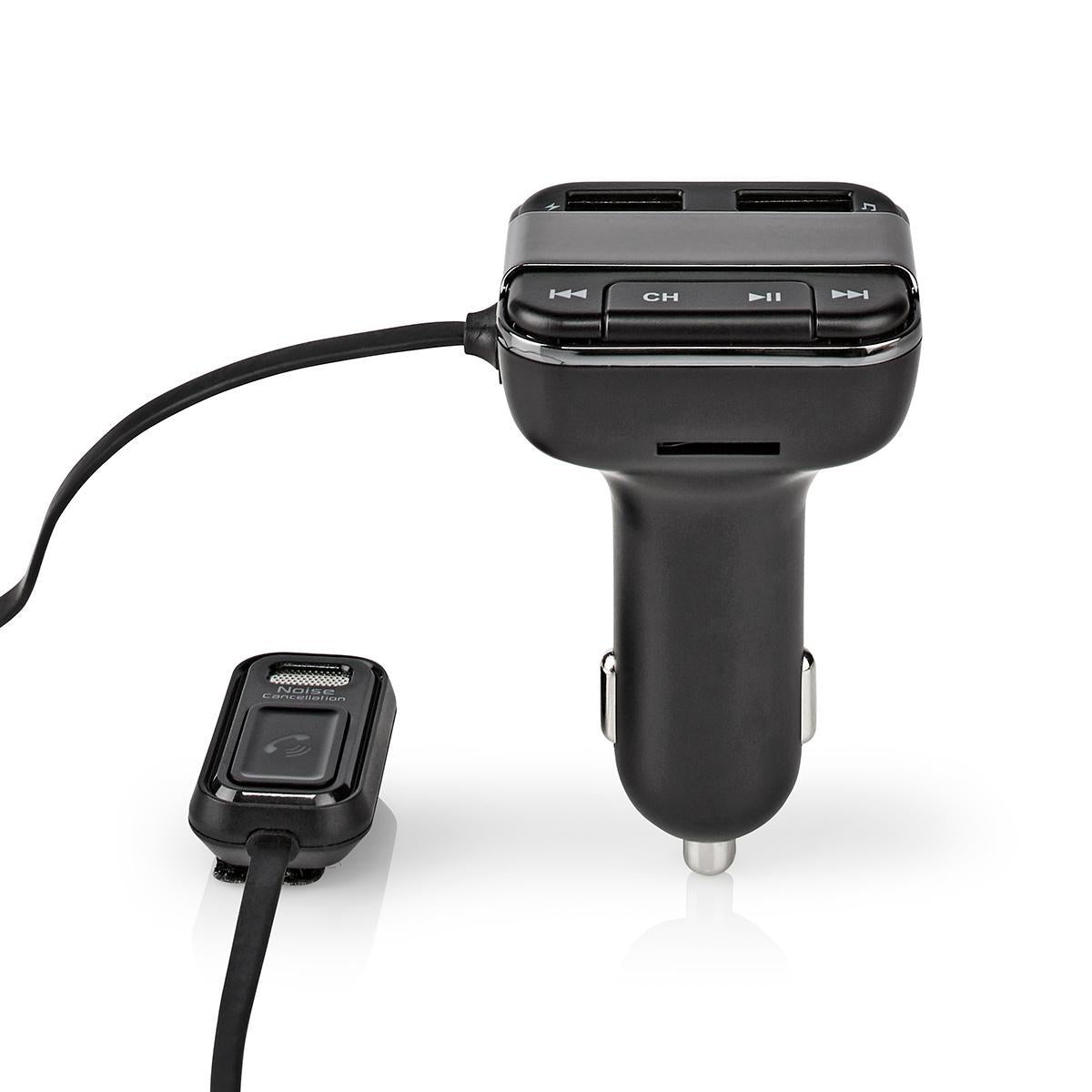 Kfz Audio FM Transmitter | Fest | freisprechend | 0.8 " | LED Bildschirm | Bluetooth® | 5.0 V DC / 1.0 A / 5.0 V DC / 2.4 A | Google Assistant / Siri | Grau / Schwarz