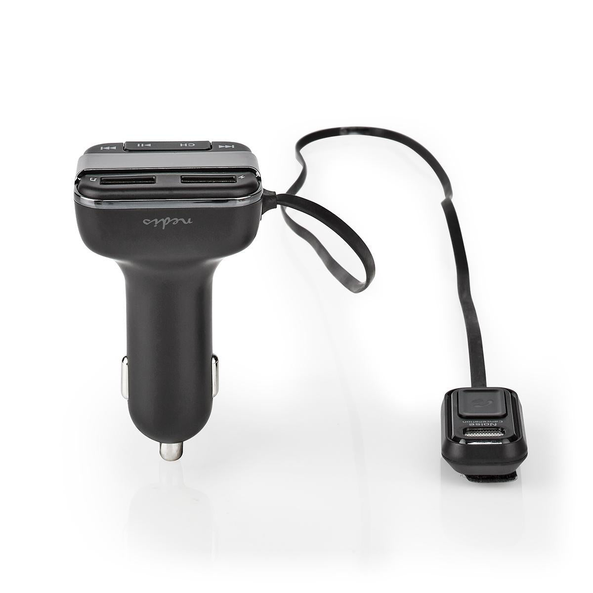 Kfz Audio FM Transmitter | Fest | freisprechend | 0.8 " | LED Bildschirm | Bluetooth® | 5.0 V DC / 1.0 A / 5.0 V DC / 2.4 A | Google Assistant / Siri | Grau / Schwarz